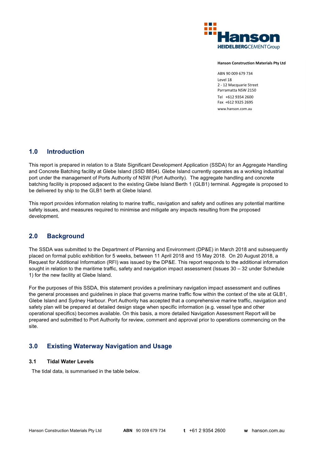 1.0 Introduction 2.0 Background 3.0 Existing Waterway Navigation and Usage