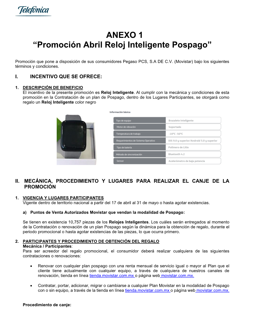 ANEXO 1 “Promoción Abril Reloj Inteligente Pospago”