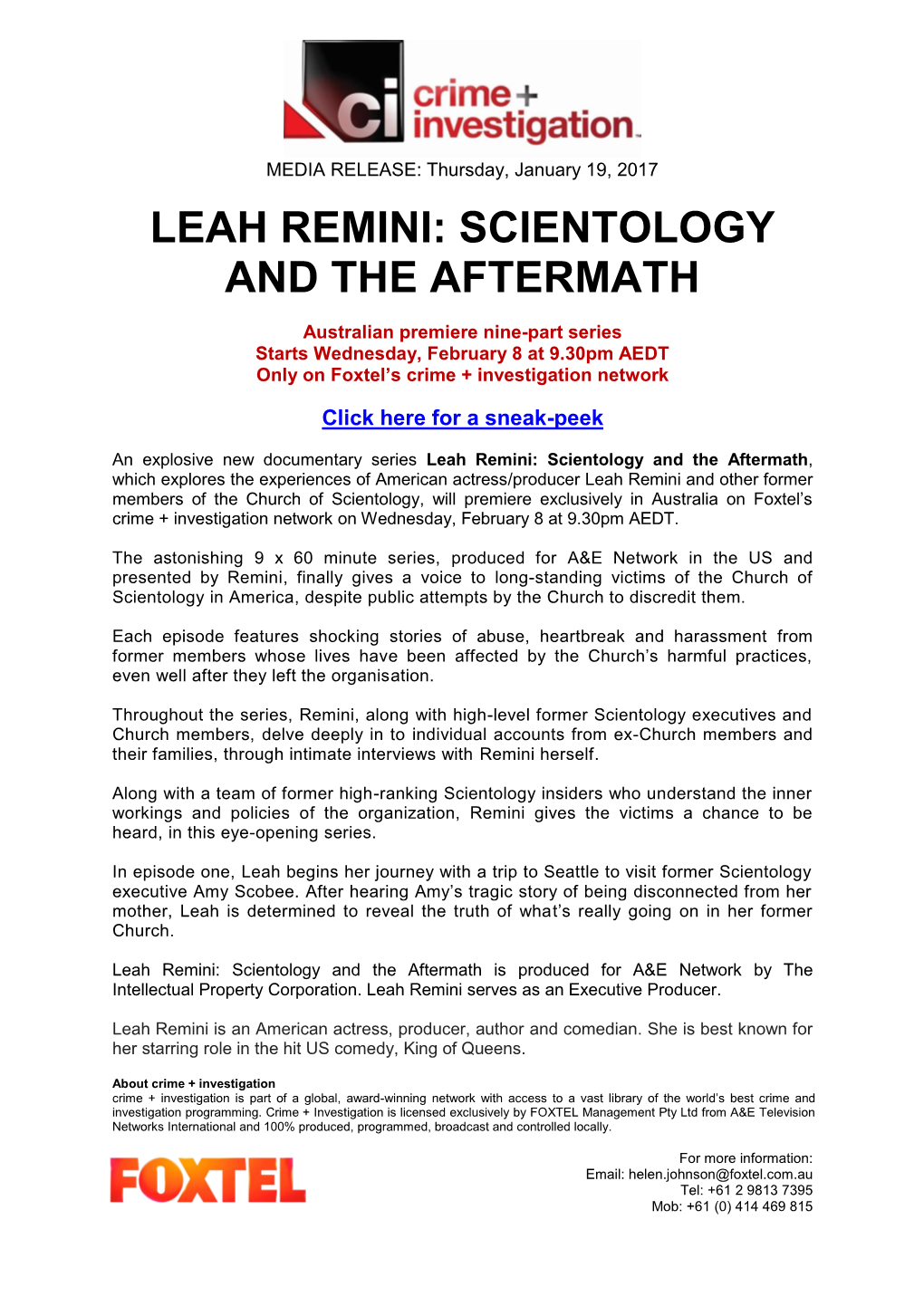 Leah Remini: Scientology and the Aftermath