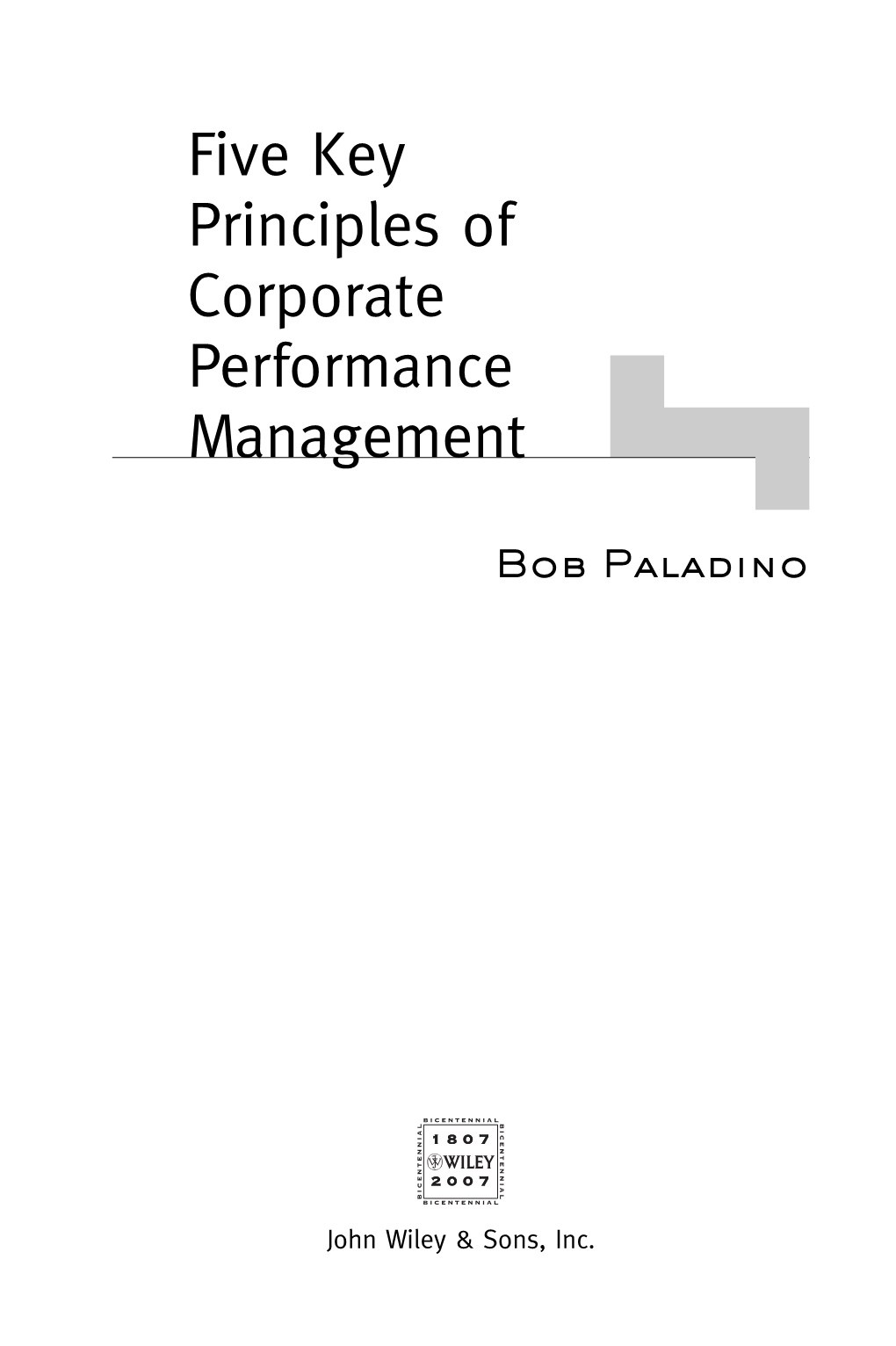 Five Key Principles of Corporate Performance Management