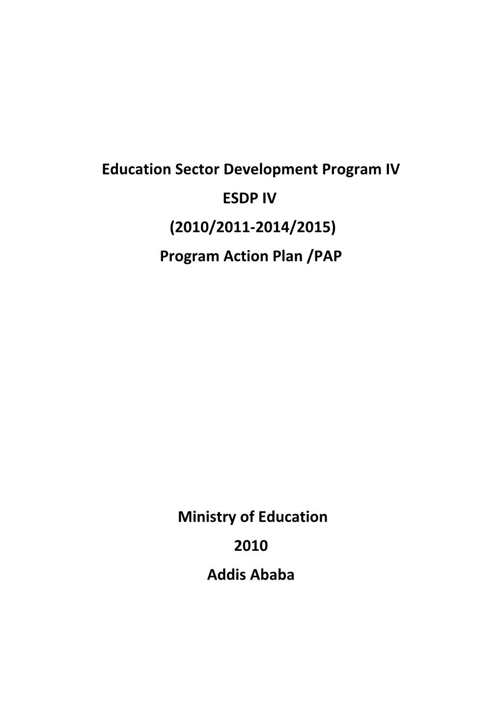 Education Sector Development Program IV