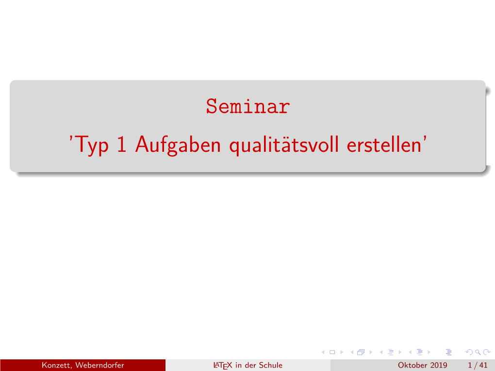 Seminar 'Typ 1 Aufgaben Qualitätsvoll Erstellen'