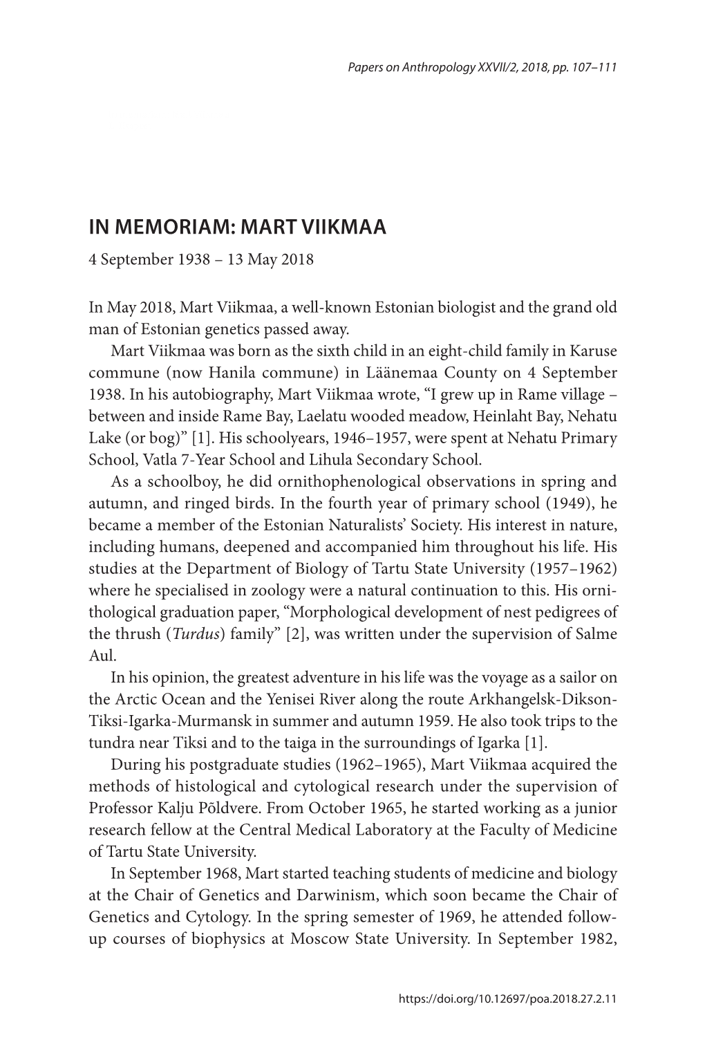 In Memoriam: Mart Viikmaa L