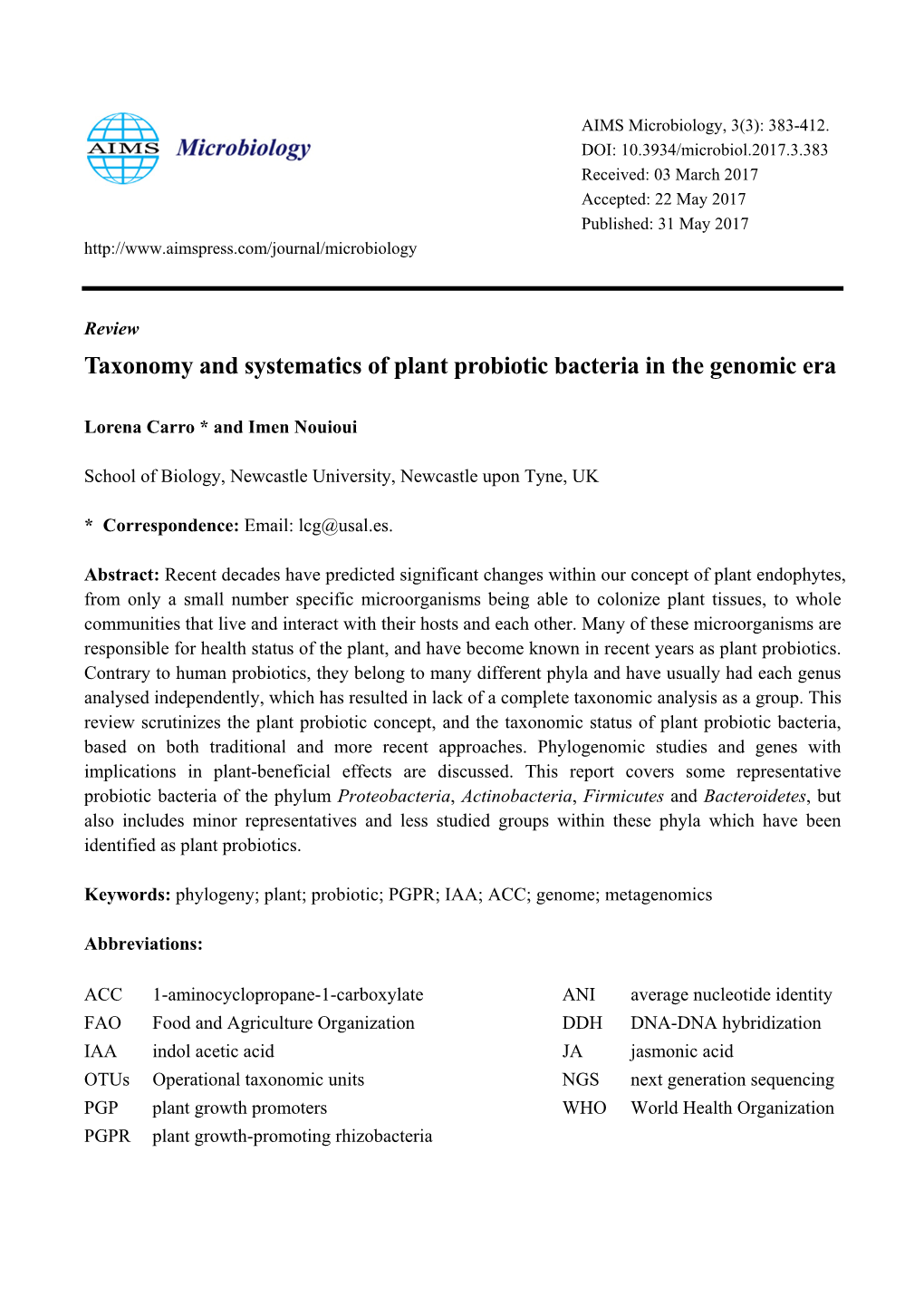 Taxonomy and Systematics of Plant Probiotic Bacteria in the Genomic Era