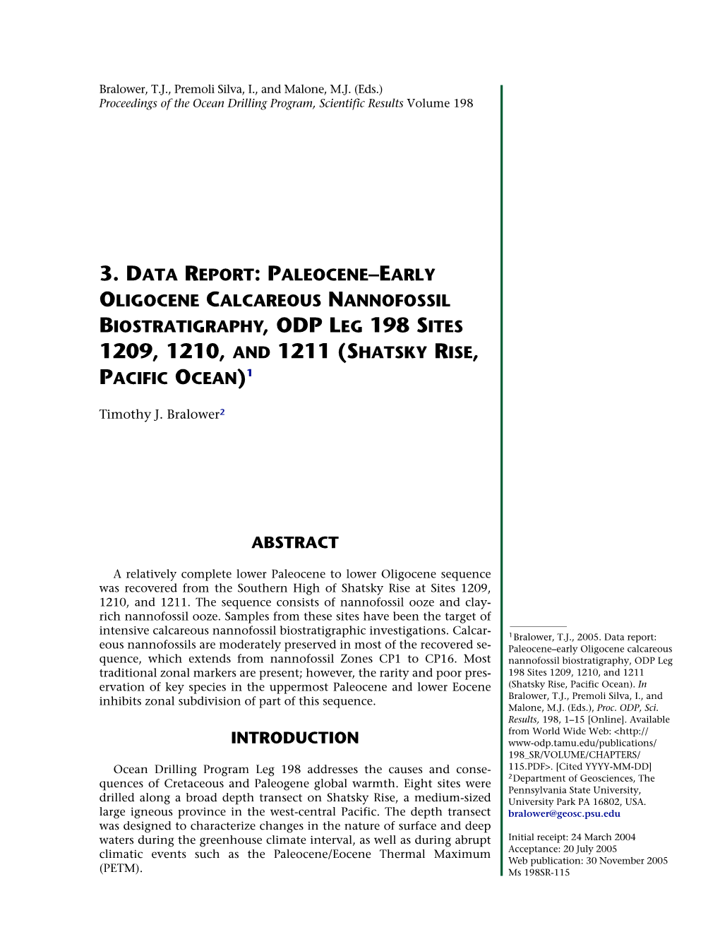 3. Data Report: Paleocene-Early Oligocene Calcareous Nannofossil Biostratigraphy, Odp Leg 198 Sites 1209, 1210, and 1211 (Shatsk