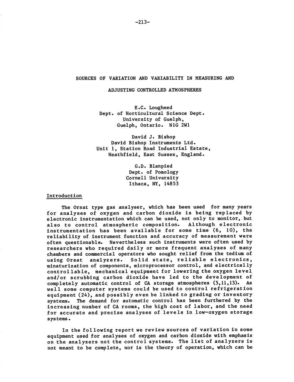 Completely Automatic Control of CA Storage Atmospheres (5,11,13). As