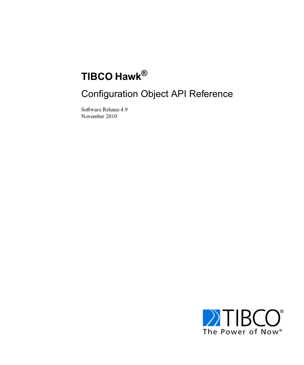 TIBCO Hawk Configuration Object API Reference Iv | Contents