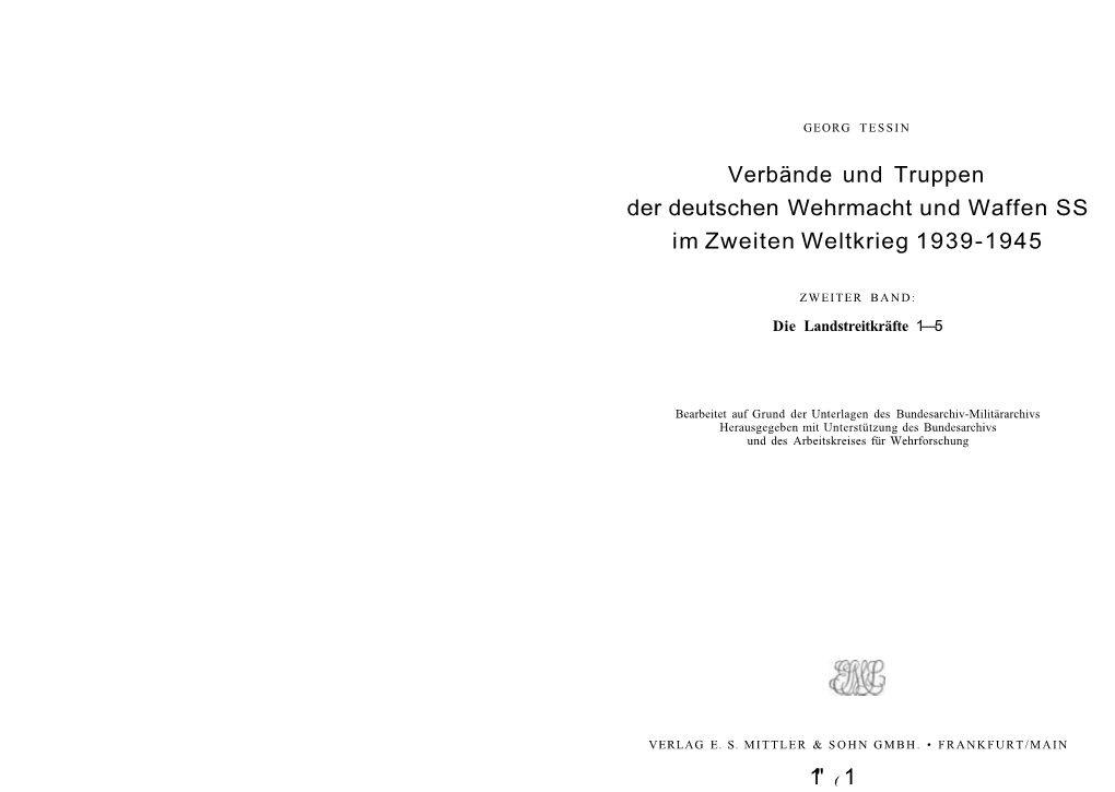 Verbände Und Truppen Der Deutschen Wehrmacht Und Waffen SS Im Zweiten Weltkrieg 1939-1945