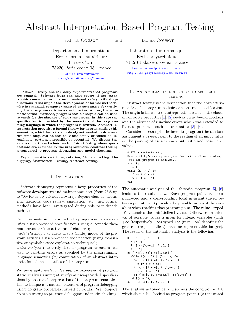 Abstract Interpretation Based Program Testing