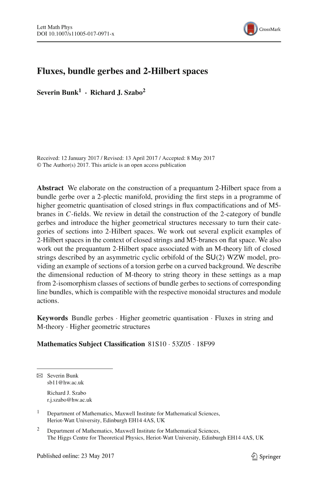 Fluxes, Bundle Gerbes and 2-Hilbert Spaces