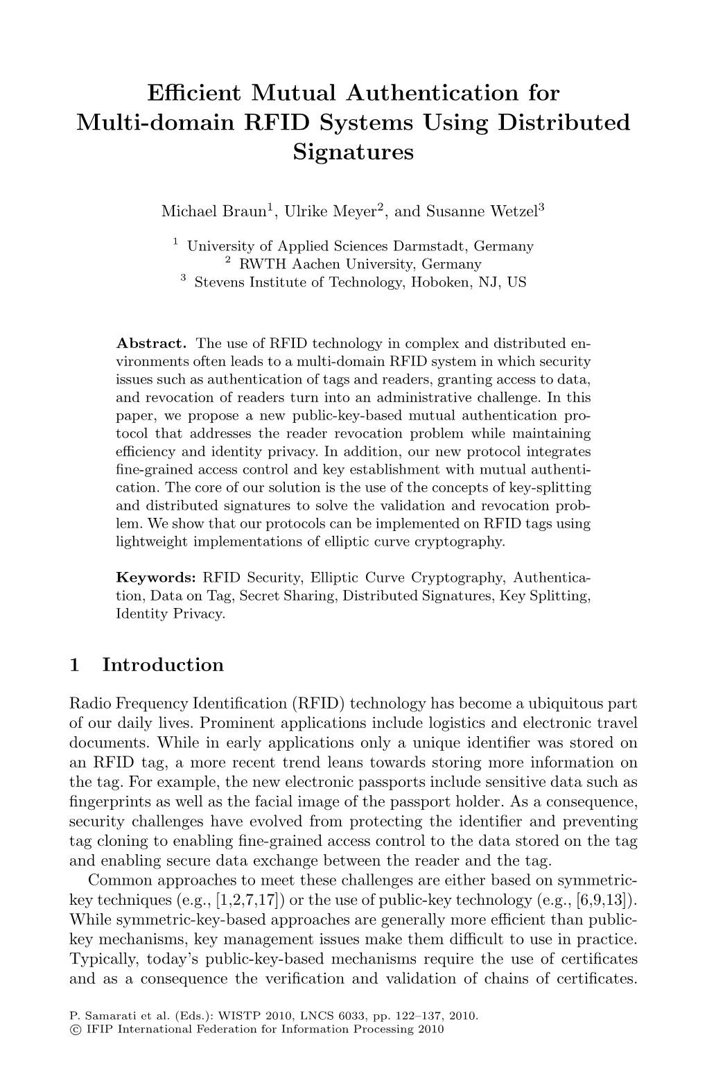 Efficient Mutual Authentication for Multi-Domain RFID Systems Using