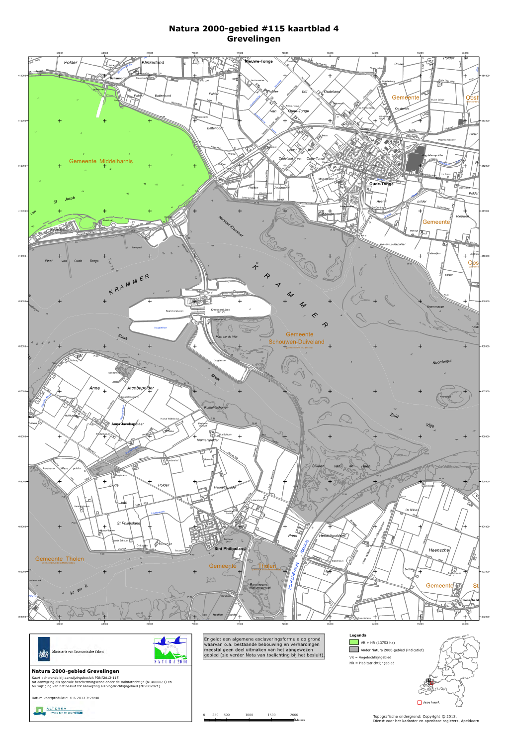 Kaart Natura 2000-Gebied Grevelingen