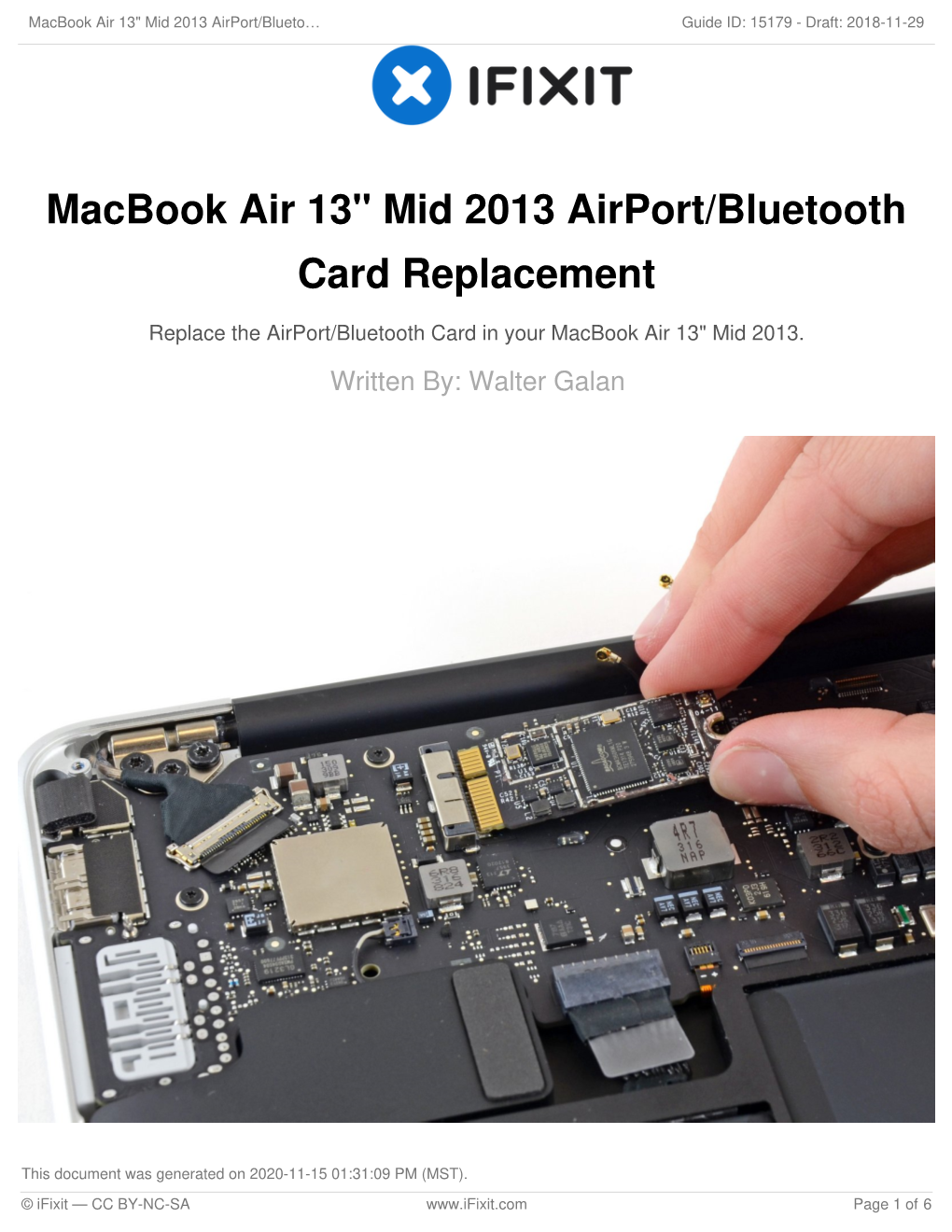 Macbook Air 13" Mid 2013 Airport/Bluetooth Card Replacement
