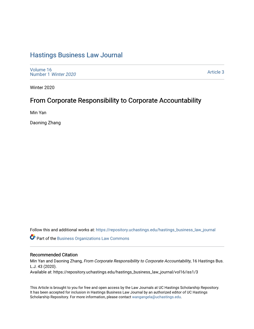 From Corporate Responsibility to Corporate Accountability