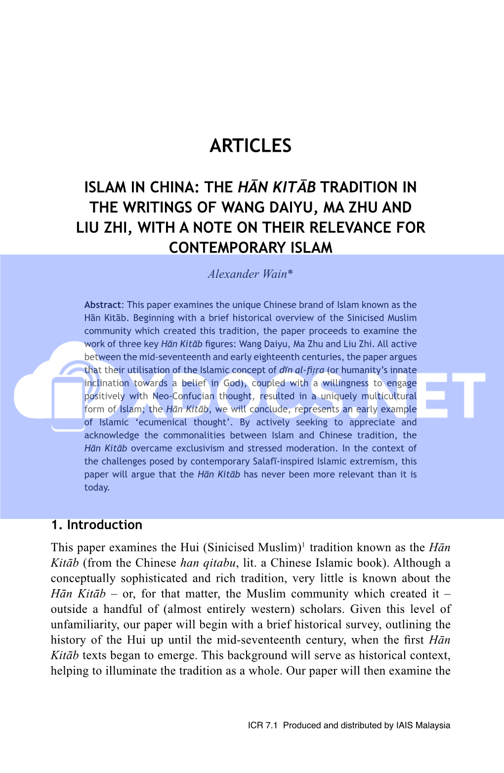 Islam in China : the HÄ N Kitä B Tradition in the Writings