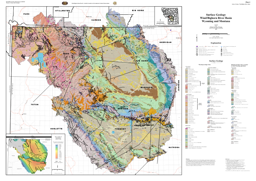 Surface Geology Wind/Bighorn River Basin Wyoming and Montana