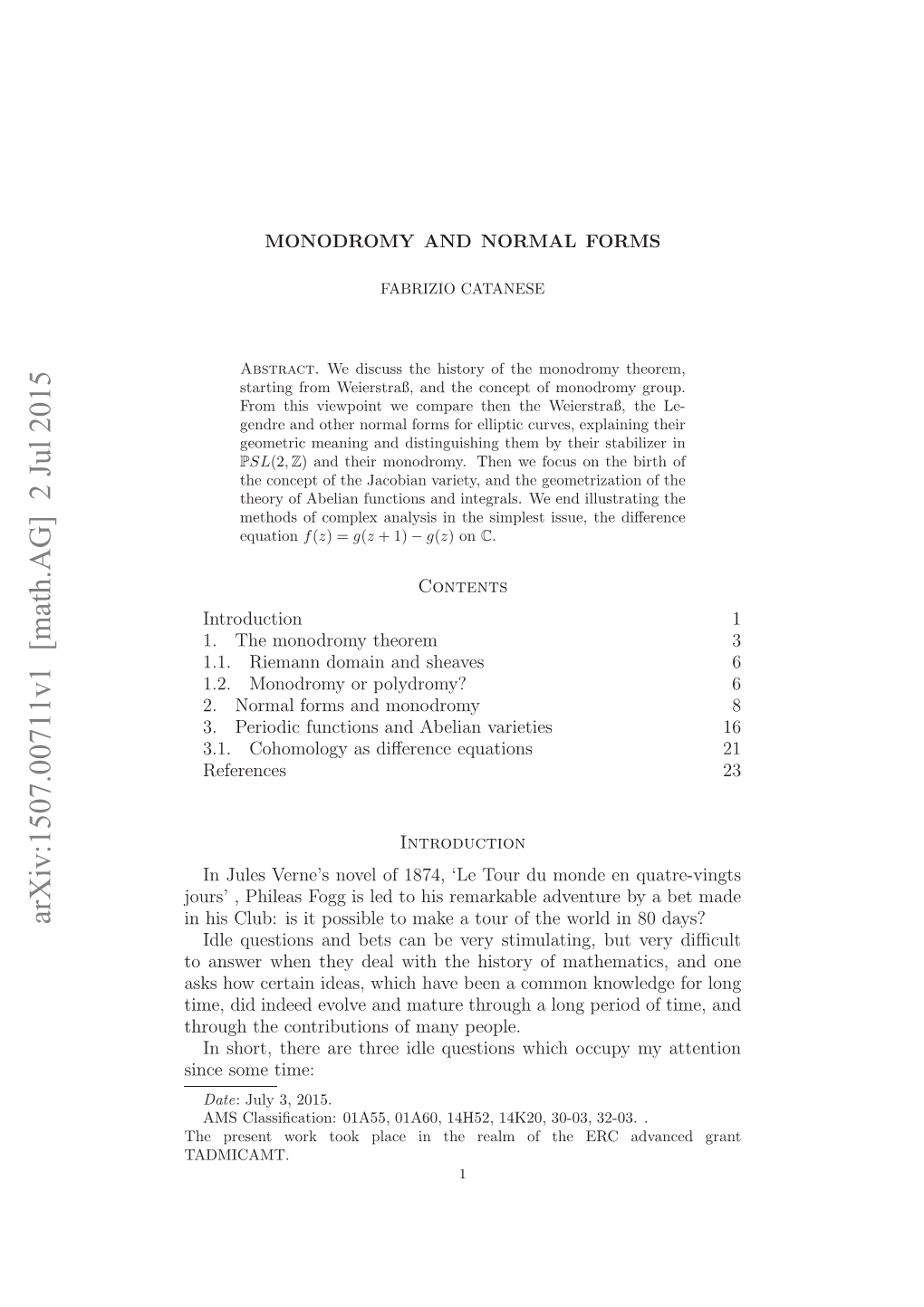 [Math.AG] 2 Jul 2015 Ic Oetime: Some and Since Time, of People