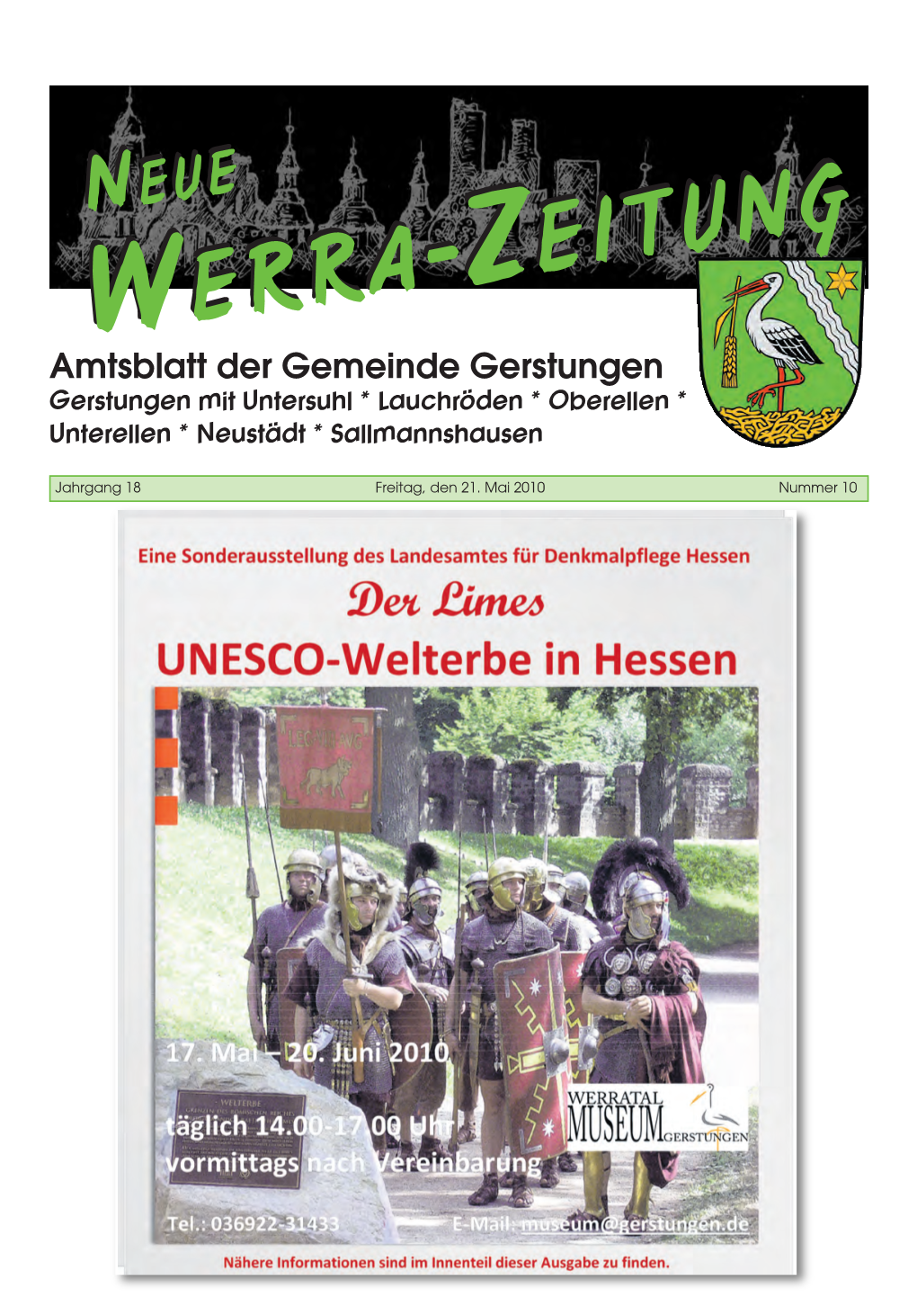 NEUEEUE EITUNG WWERRAERRA-Z-ZEITUNG Amtsblatt Der Gemeinde Gerstungen Gerstungen Mit Untersuhl * Lauchröden * Oberellen * Unterellen * Neustädt * Sallmannshausen