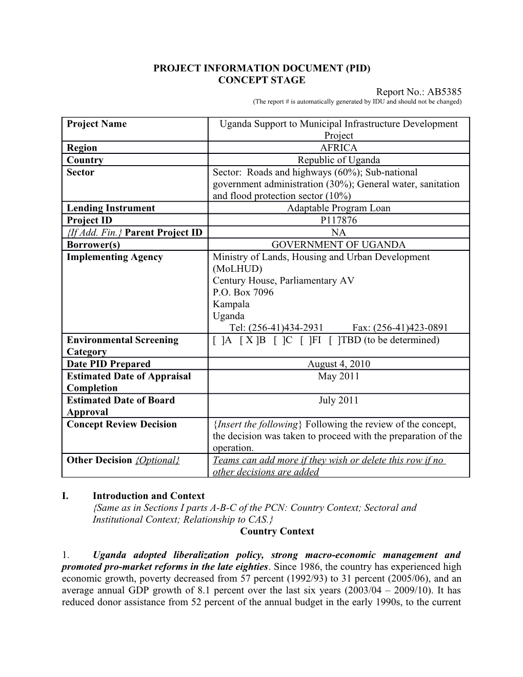 Project Information Document (Pid) s2