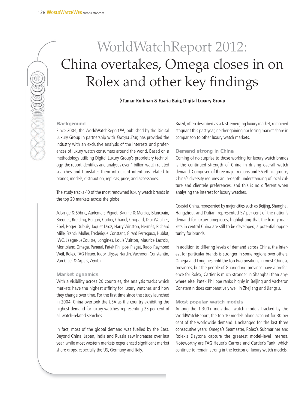 China Overtakes, Omega Closes in on Rolex and Other Key Findings