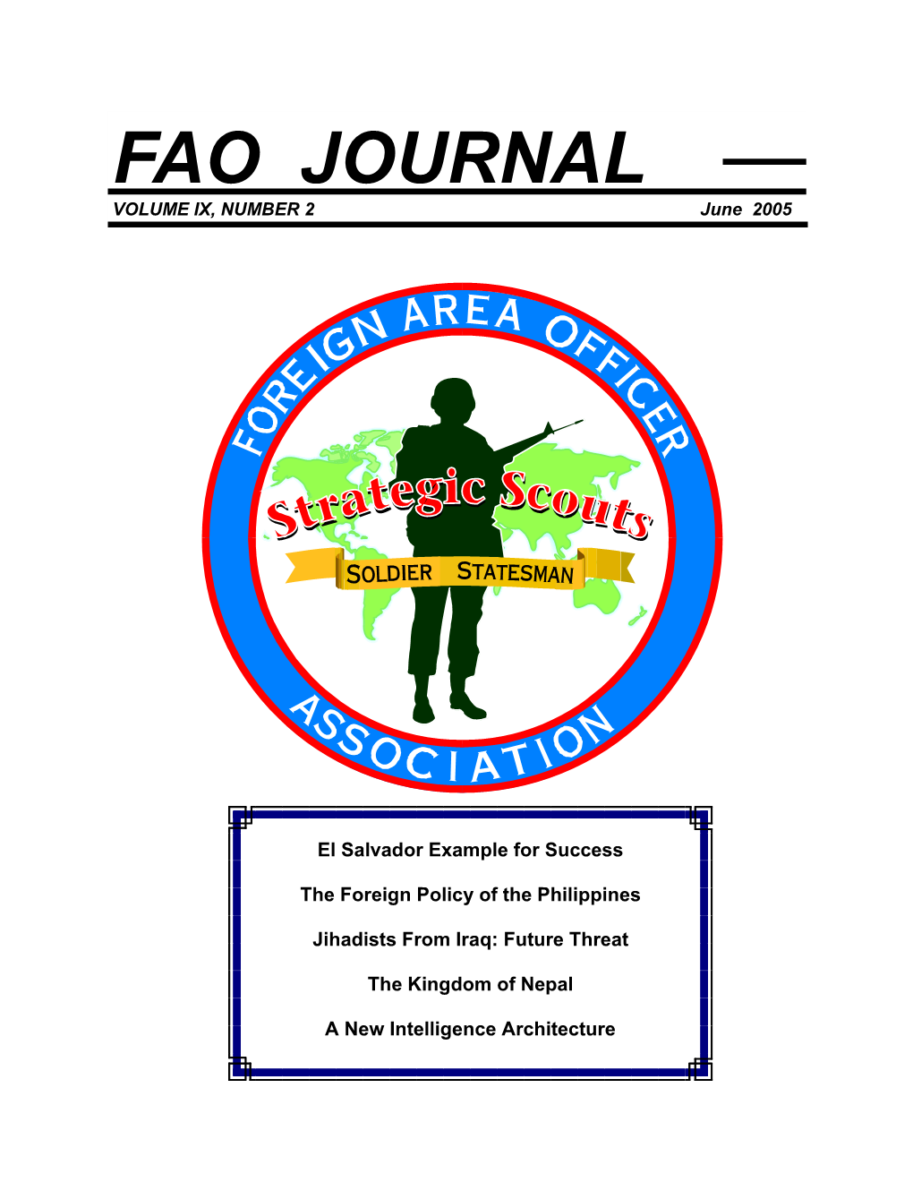 FAO JOURNAL VOLUME IX, NUMBER 2 June 2005