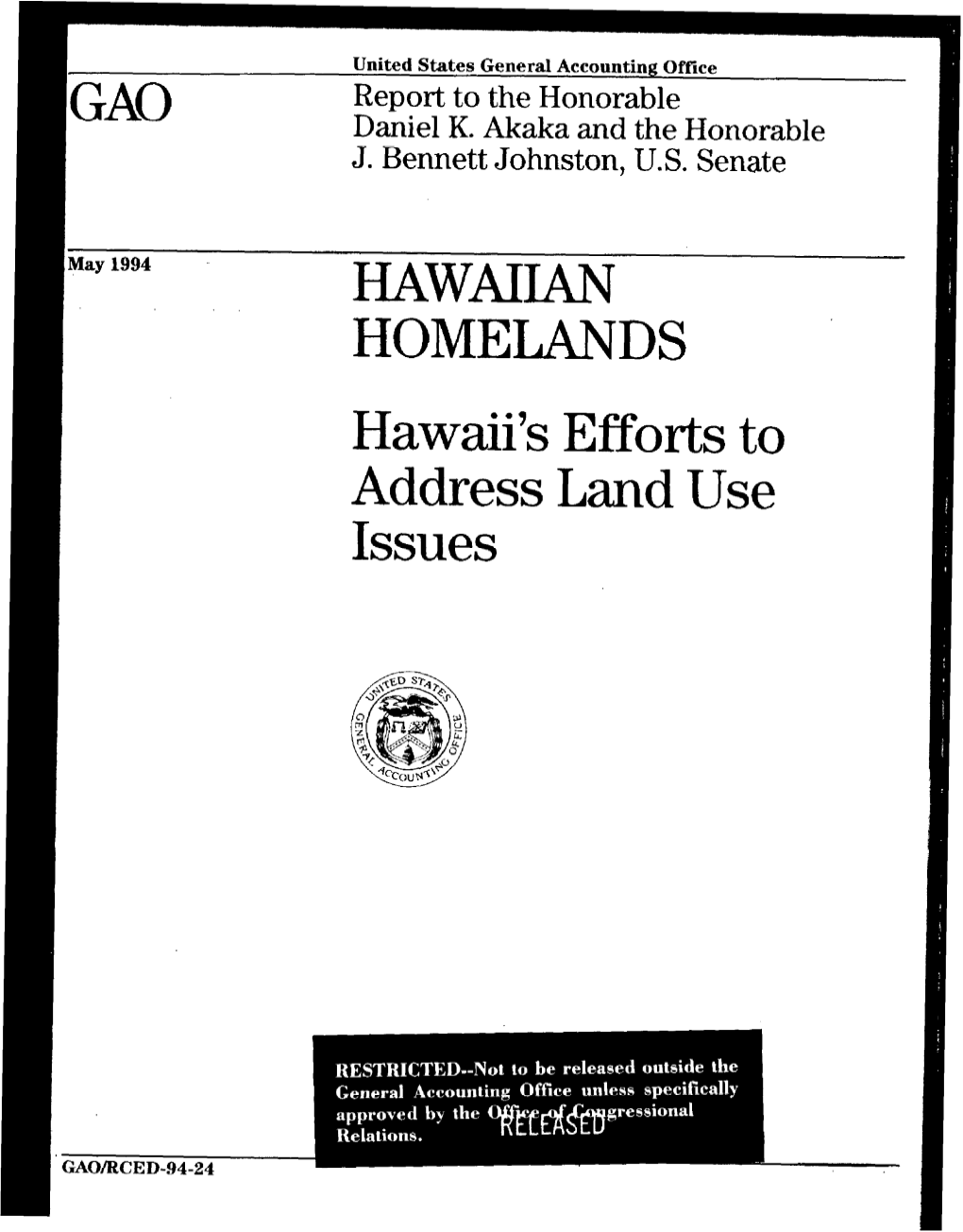 RCED-94-24 Hawaiian Homelands B-262462