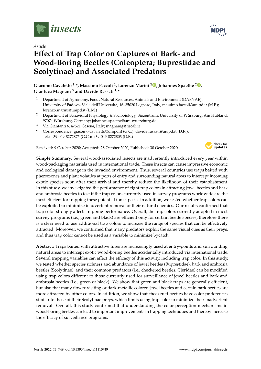 Effect of Trap Color on Captures of Bark- and Wood-Boring Beetles