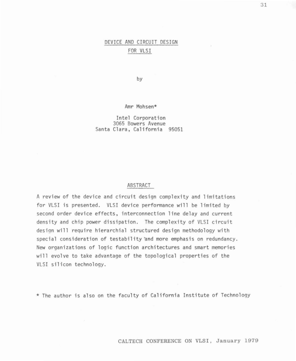 DEVICE and CIRCUIT DESIGN for VLSI by Amr Mohsen