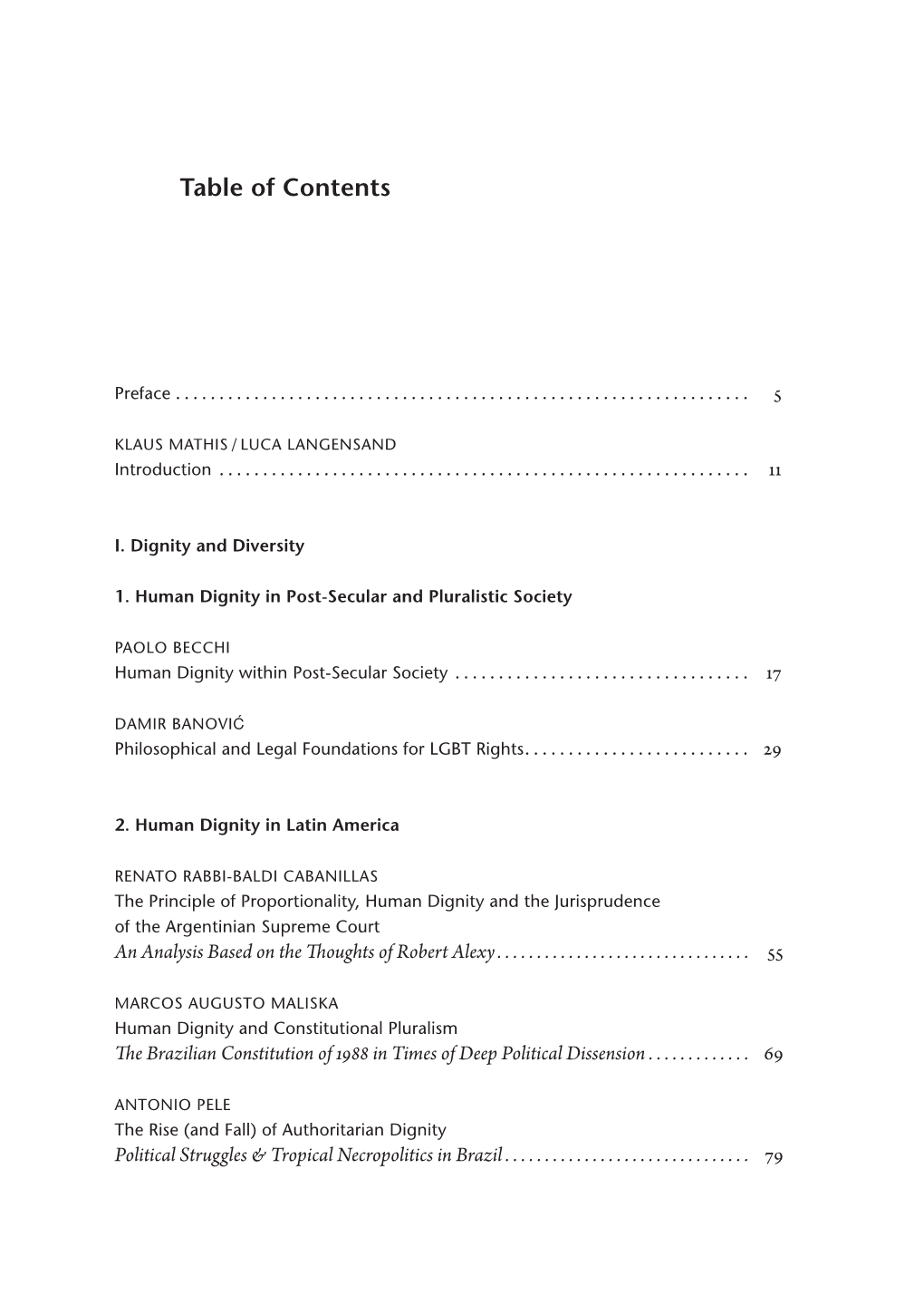 Table of Contents