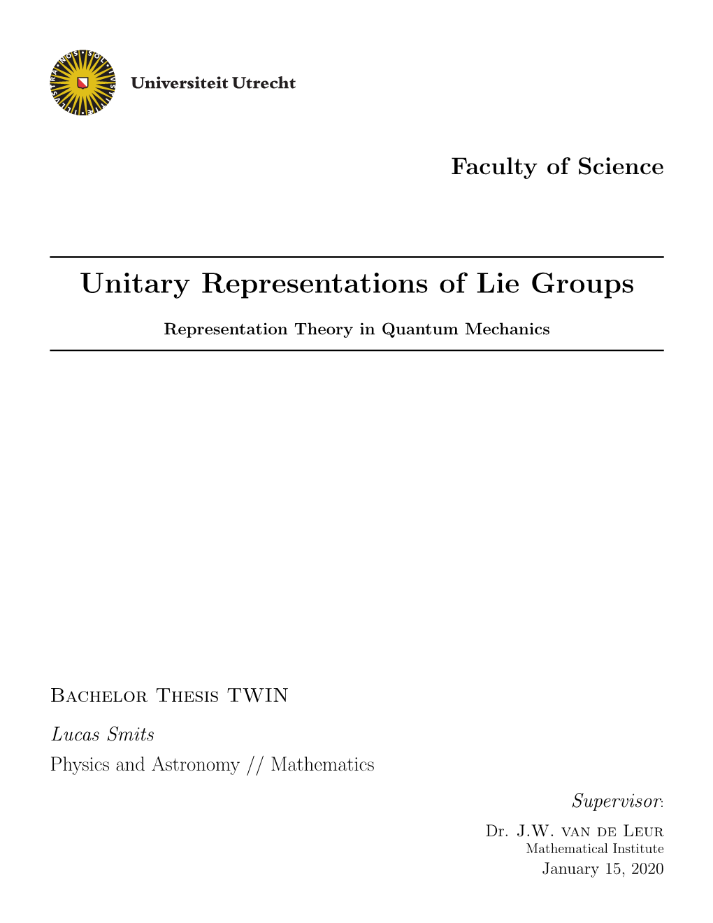 Unitary Representations of Lie Groups