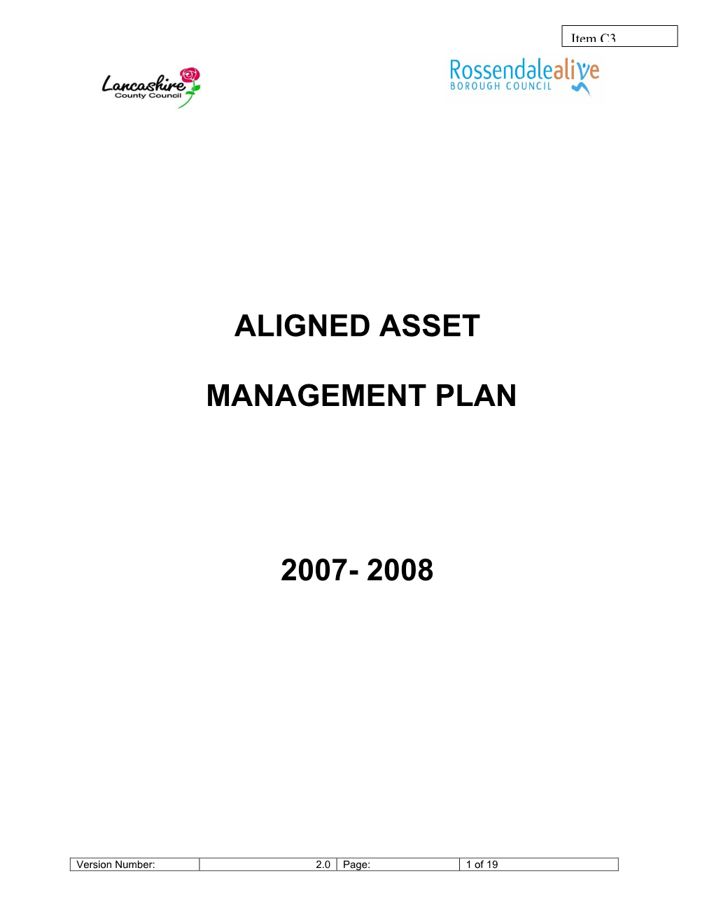 Aligned Asset Management Plan - 2007/08 Onwards 12