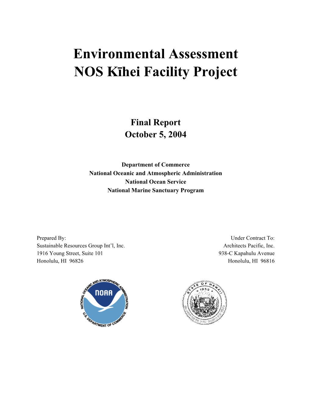 Environmental Assessment NOS Kihei Facility Project