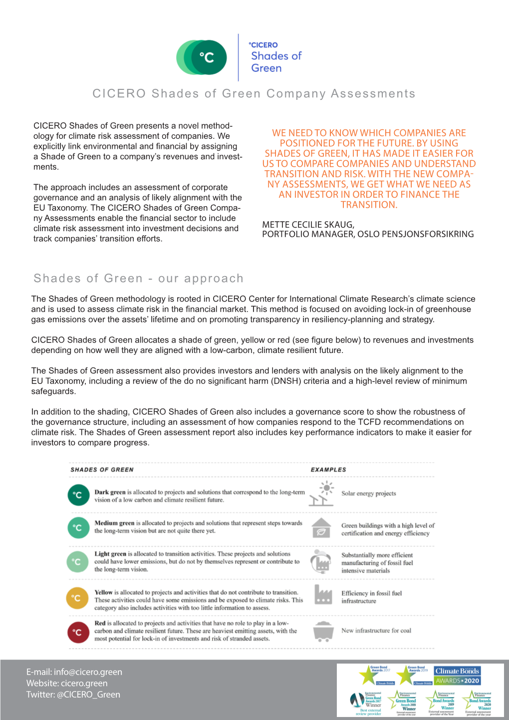 Our Approach CICERO Shades of Green Company Assessments