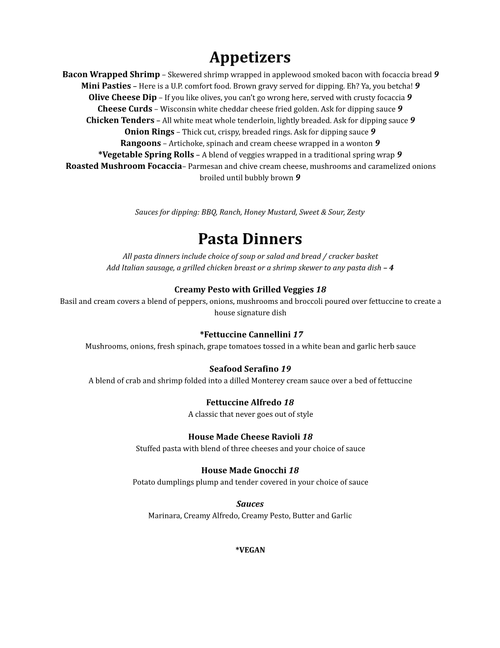 View Dinner Menu