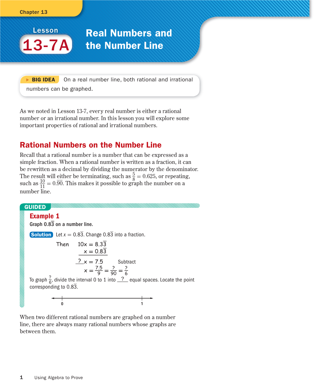 Real Numbers and the Number Line 2 Chapter 13