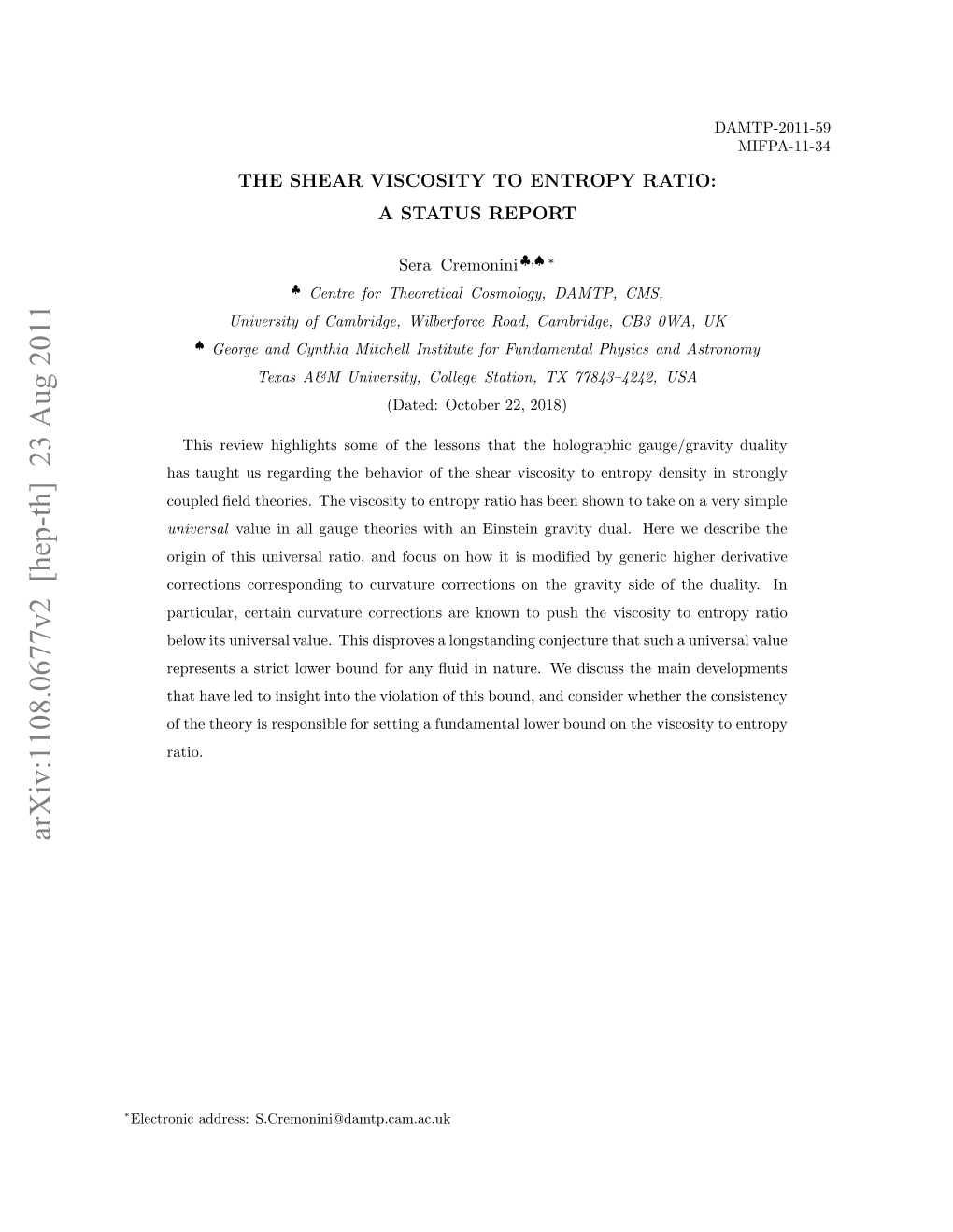 Arxiv:1108.0677V2 [Hep-Th]