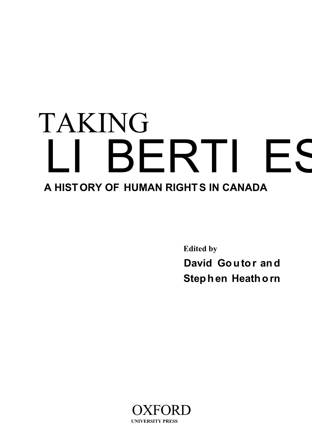 Liberties a History of Human Rights in Canada