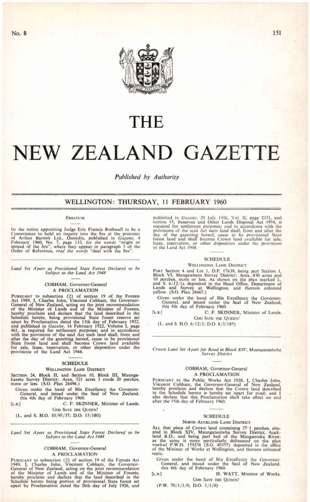 No 8, 11 February 1960