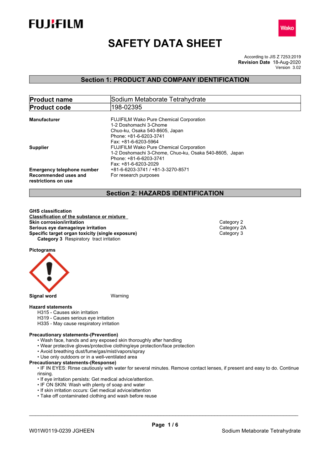 Safety Data Sheet