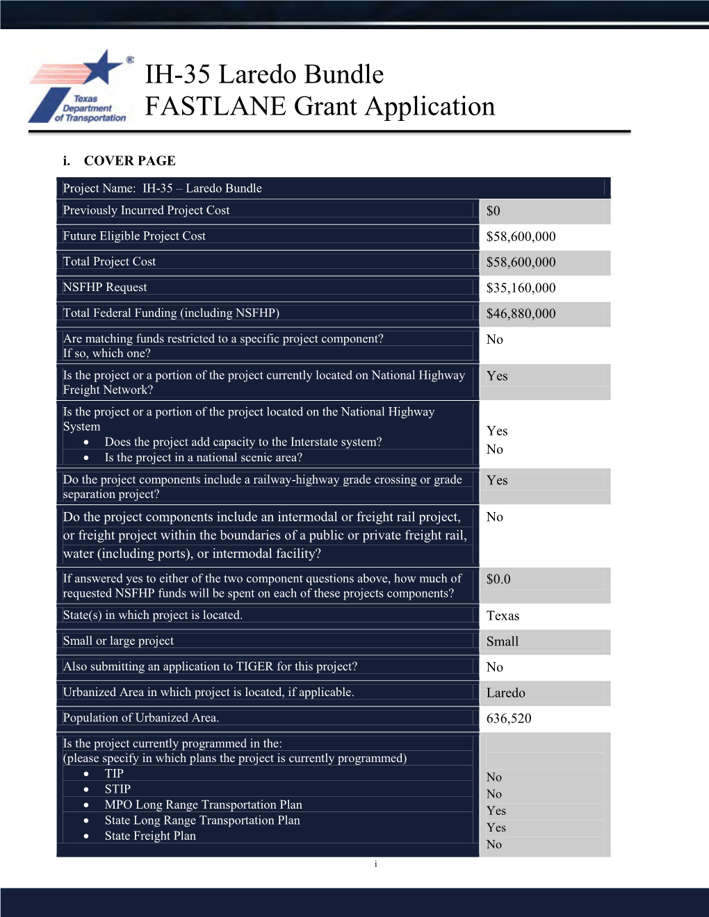 2016 FASTLANE Grant Program