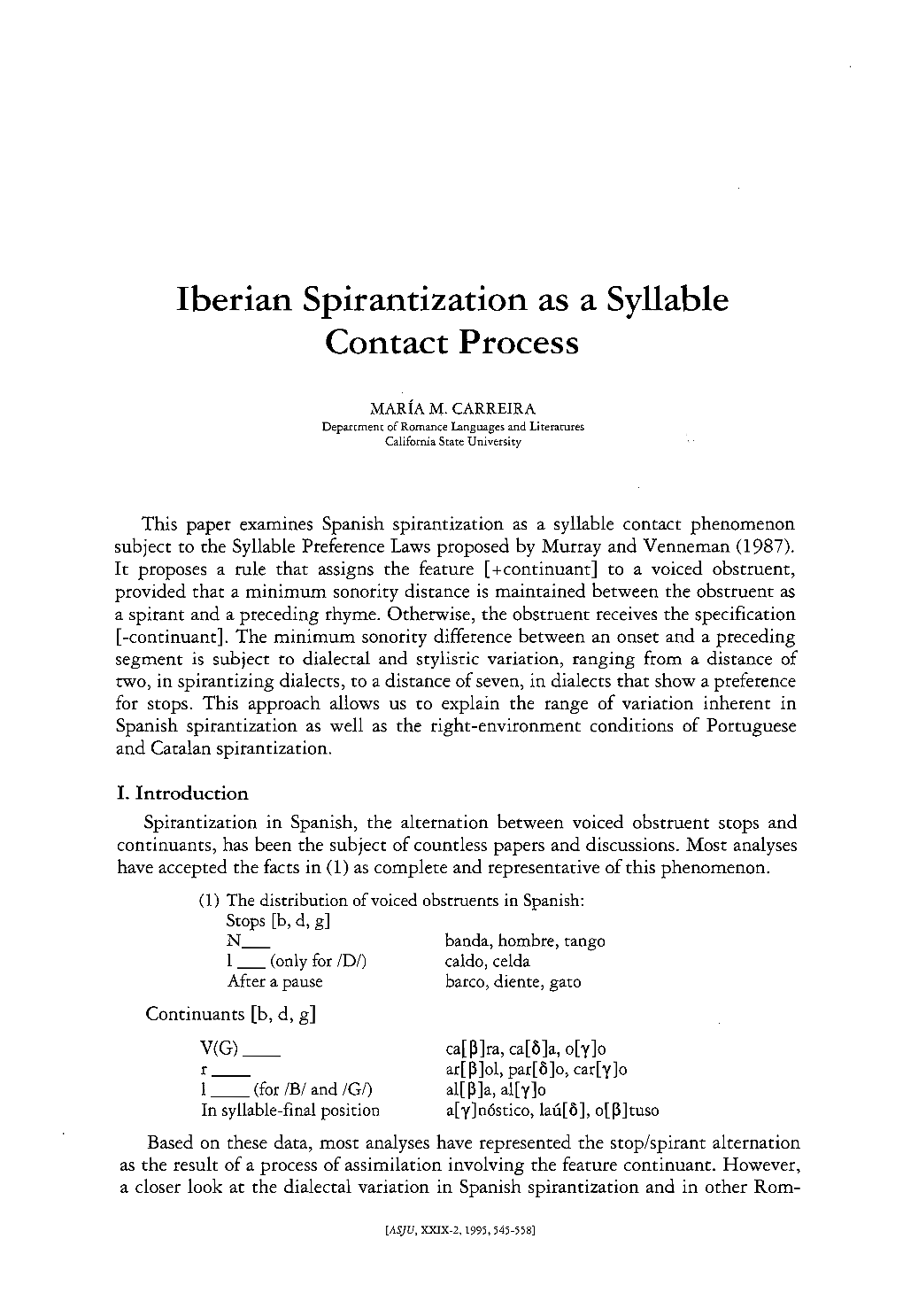 Iberian Spirantization As a Syllable Contact Process