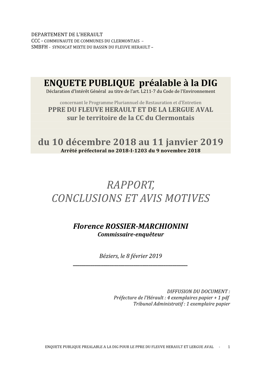 Rapport, Conclusions Et Avis Motives