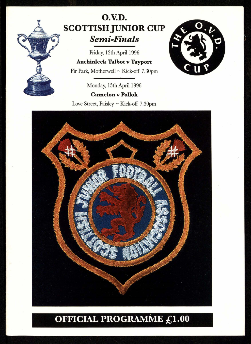 SCOTTISHJUNIOR CUP Senti-Finals OFFICIAL PROGRAMME £1.00