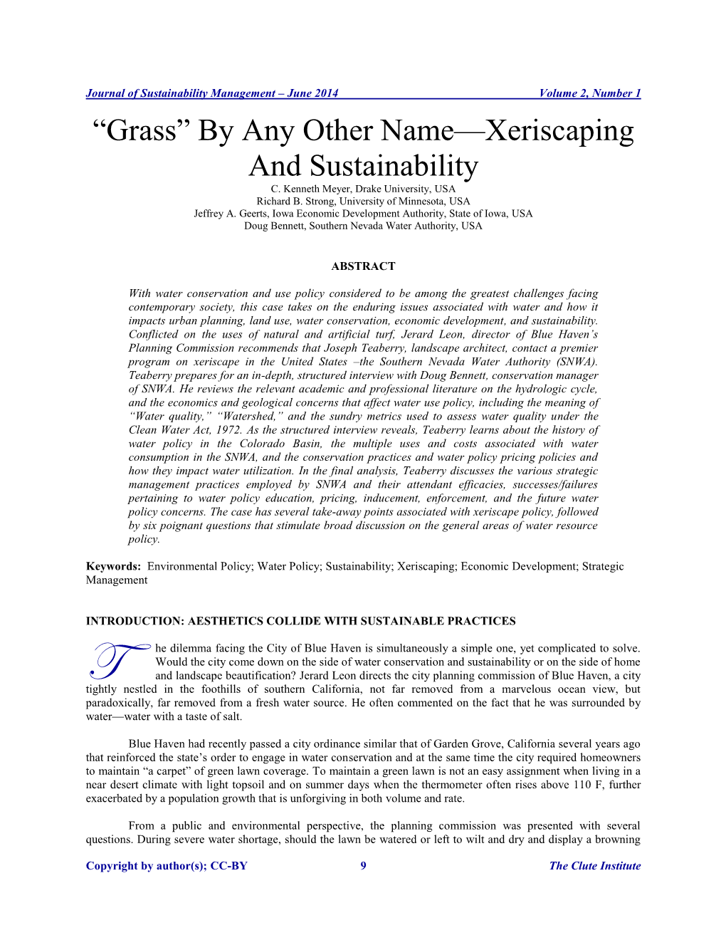 “Grass” by Any Other Name—Xeriscaping and Sustainability C