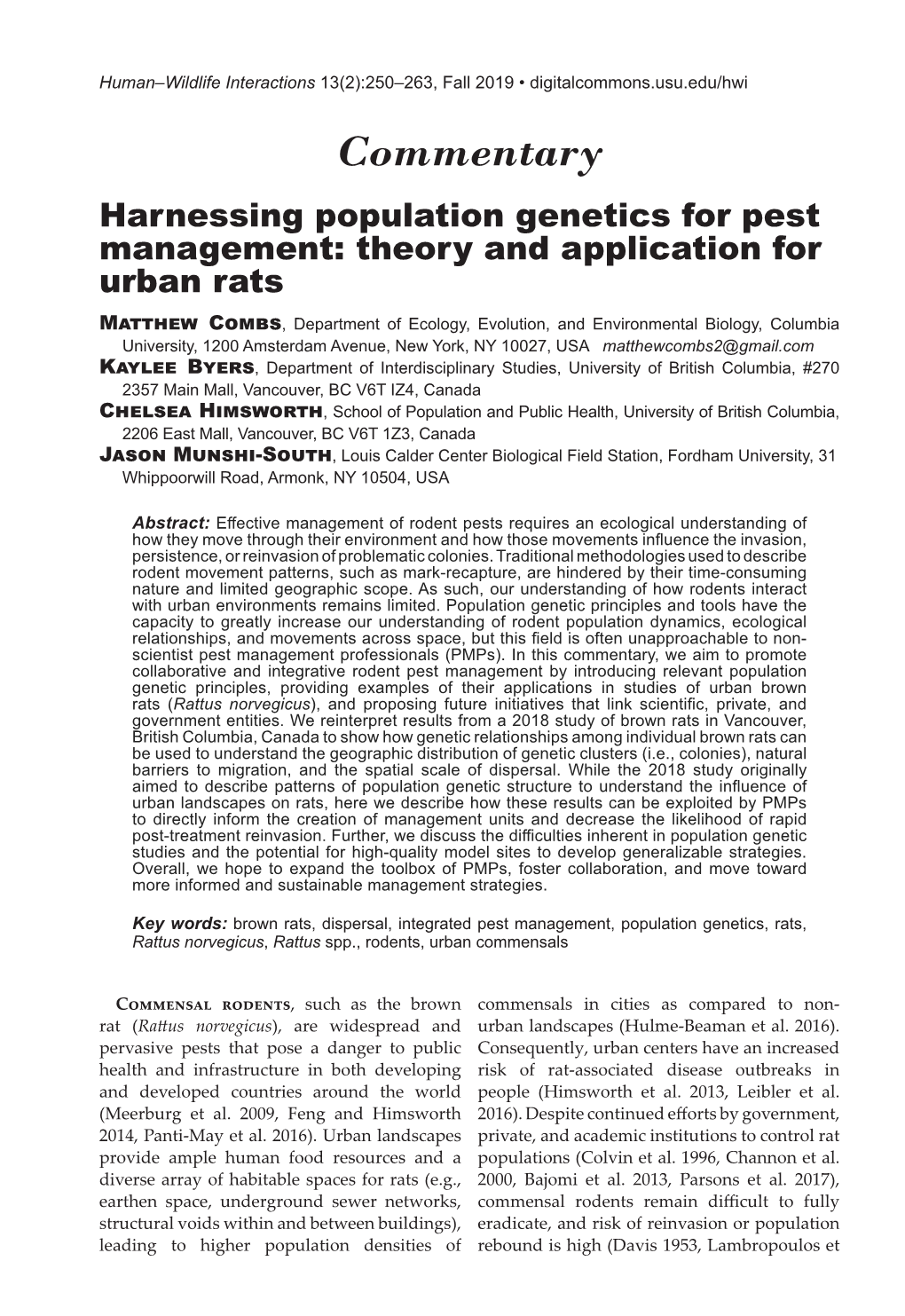 Harnessing Population Genetics for Pest