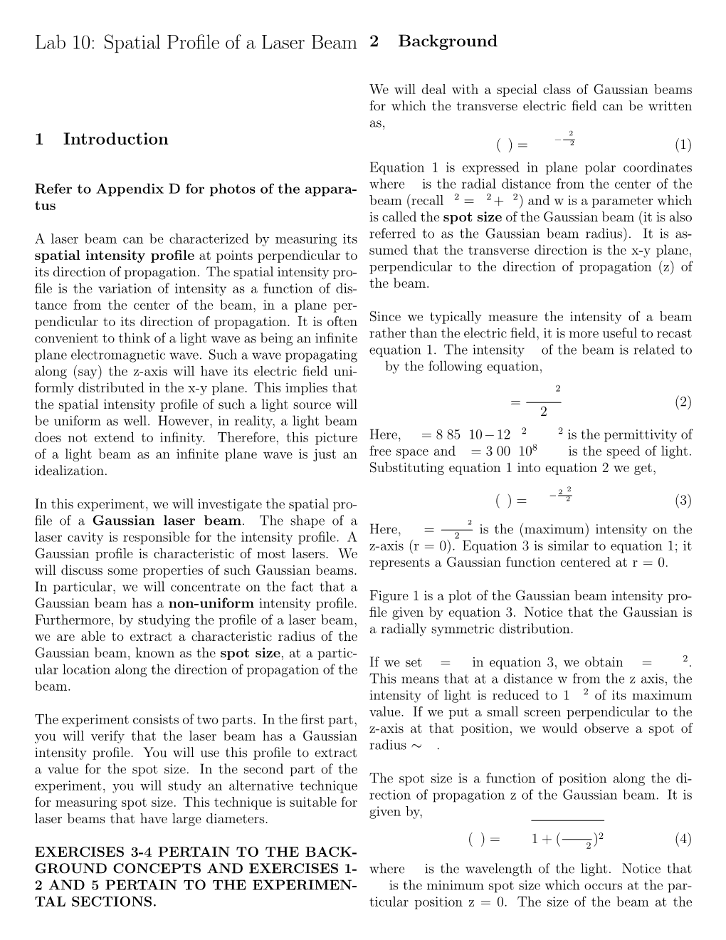 Lab 10: Spatial Profile of a Laser Beam