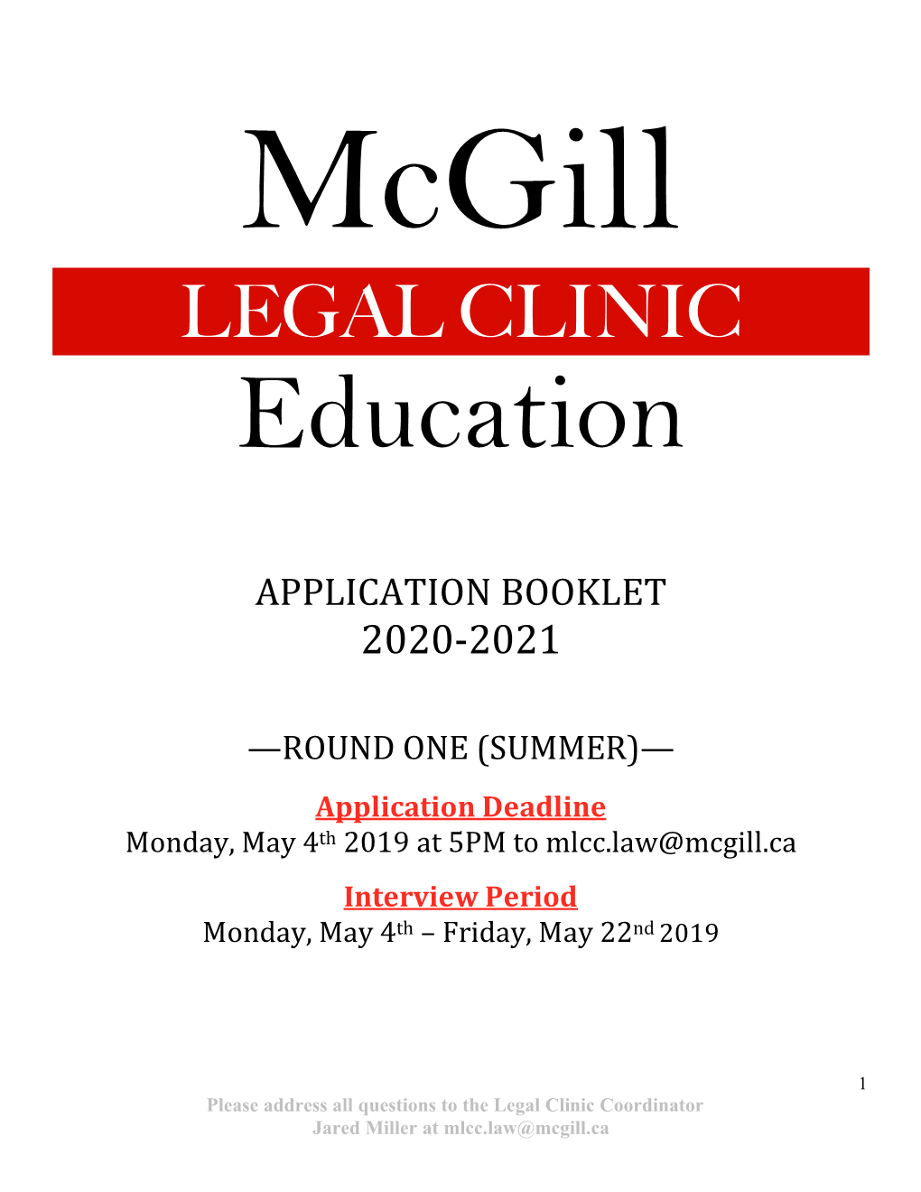 Legal Clinic Application Booklet