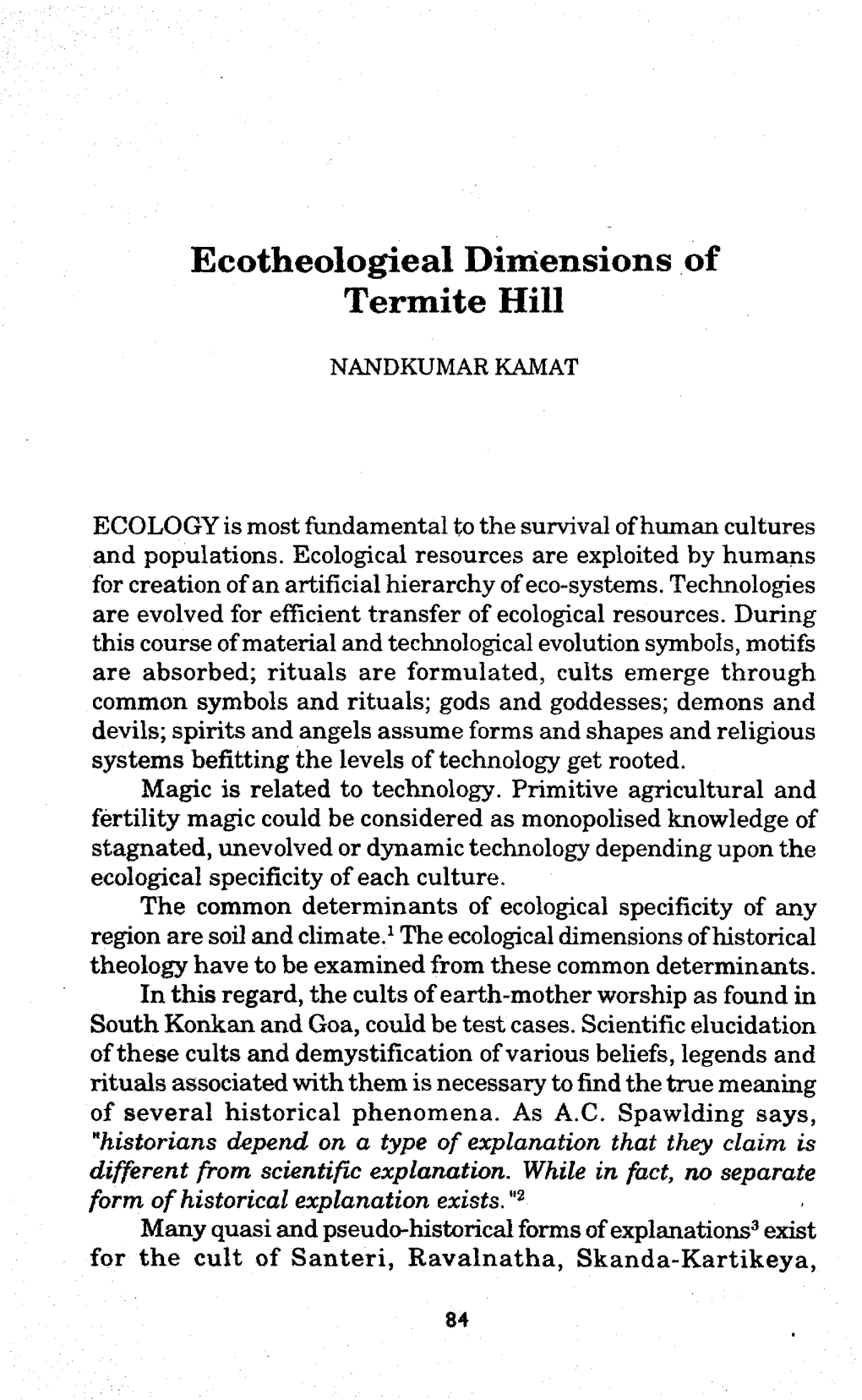 Eeotheologieal Dimensions of Termite Hill