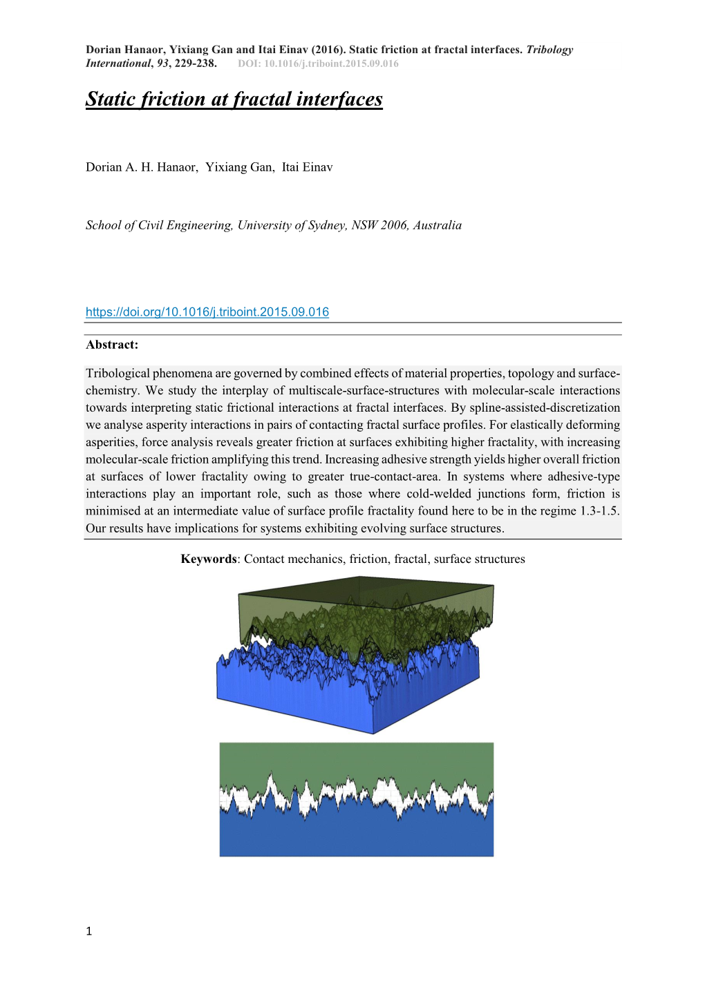 Static Friction at Fractal Interfaces