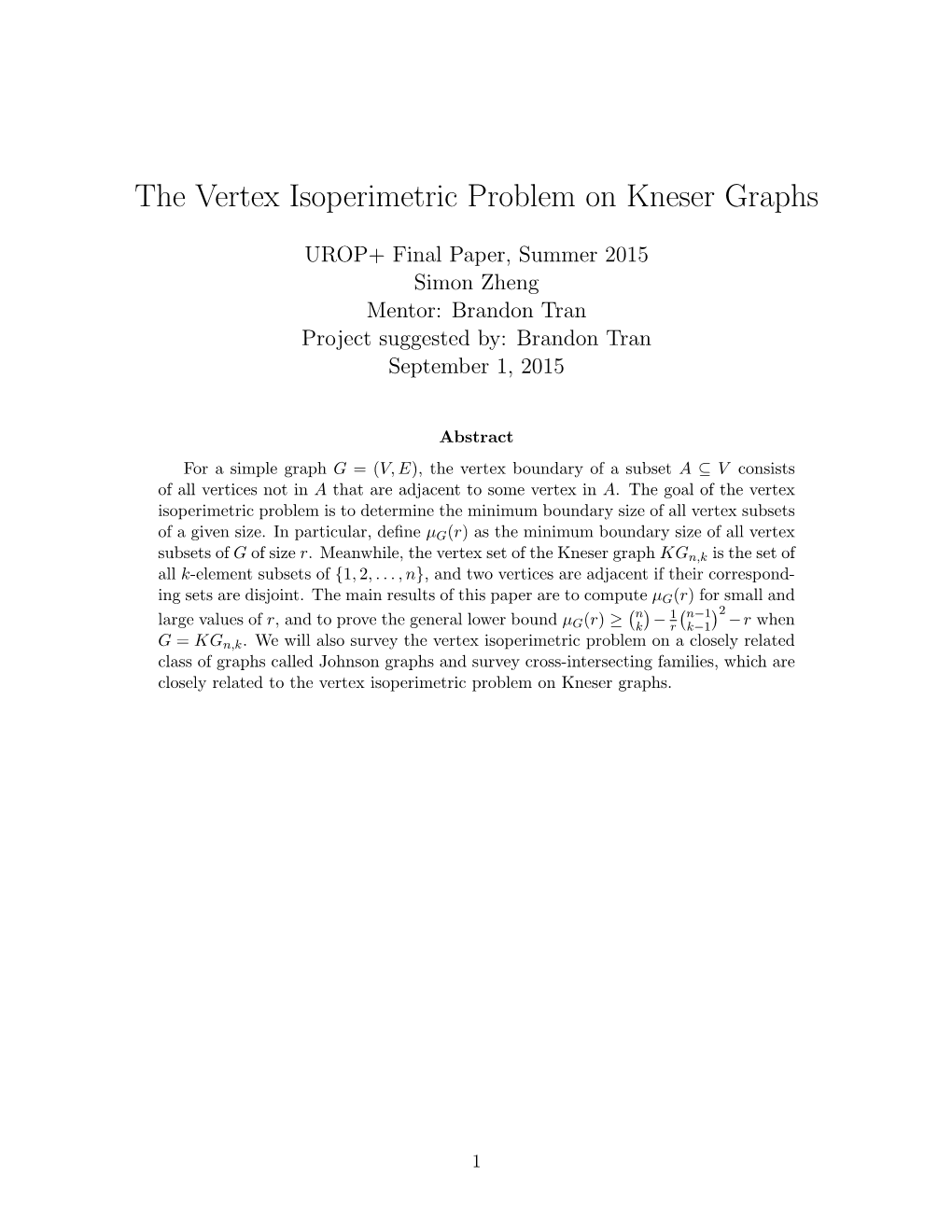 The Vertex Isoperimetric Problem on Kneser Graphs